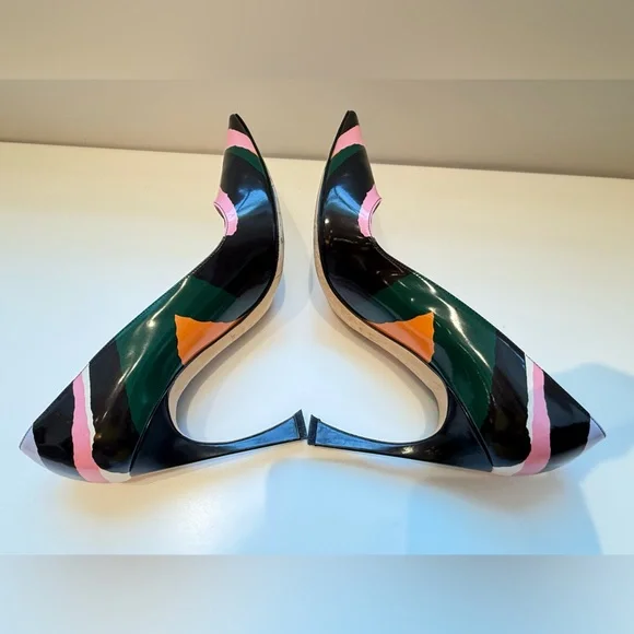 DIOR Christian Dior Pink ,Orange,green Black high Heels SHOES SIZE 39,5 -US 9,5 - Picture 12 of 17